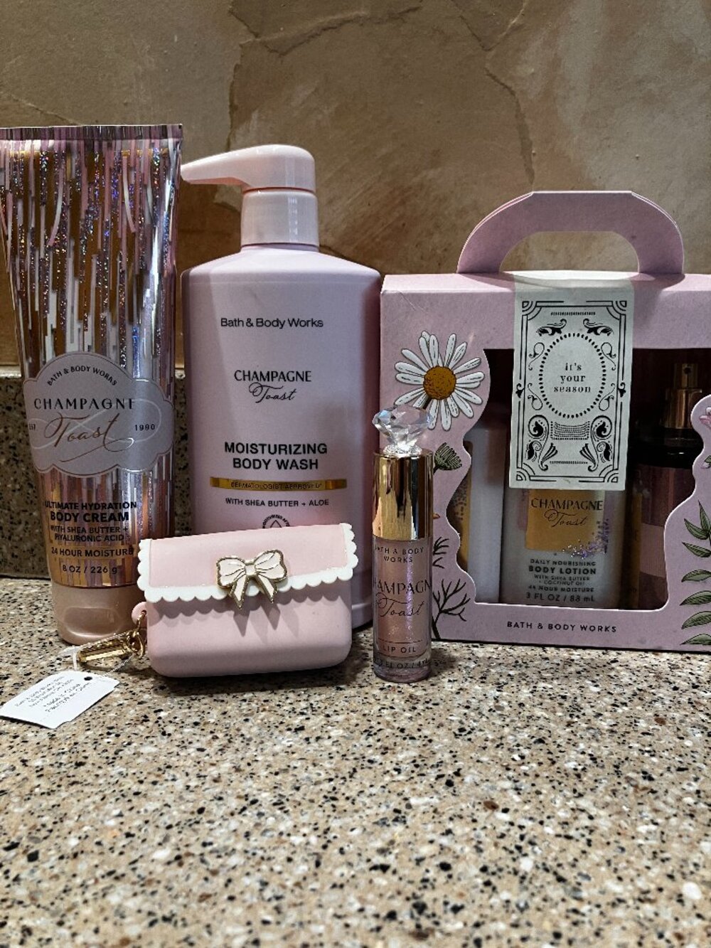 Bath & Body Works Champagne Toast Set of Body Creme, Body Wash,Travel set, Etc!
